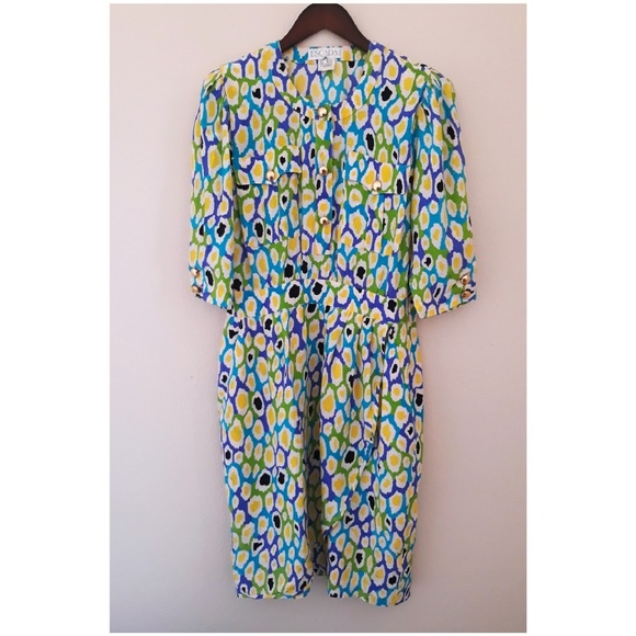 Escada Dresses & Skirts - Escada Vintage Silk Color Print Dress. FREE SHIPPI